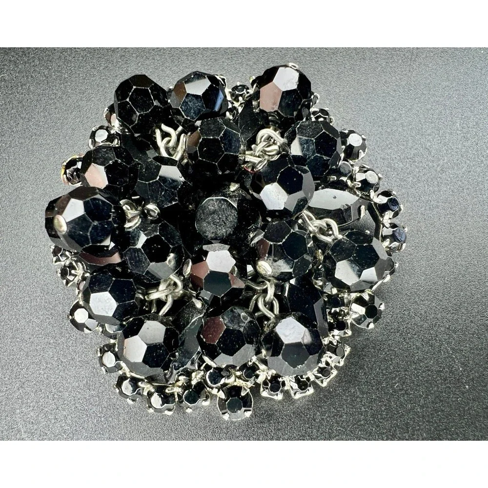 Ref No. 8764 Vintage D&E Juliana Bead Cluster and Rhinestone Layered Brooch